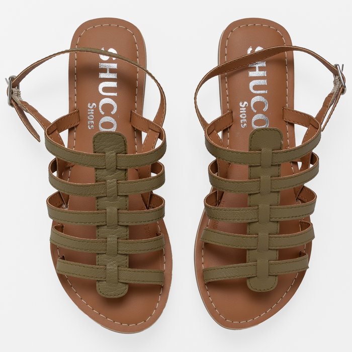 CARLY OLIVE FLAT SANDAL