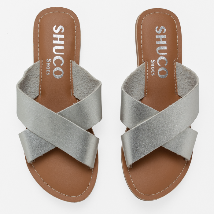 BRIA SILVER FLAT SANDAL