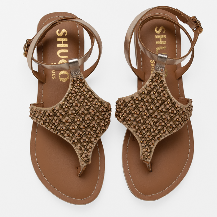 HEIDI EMBROIDERED FLAT SANDAL