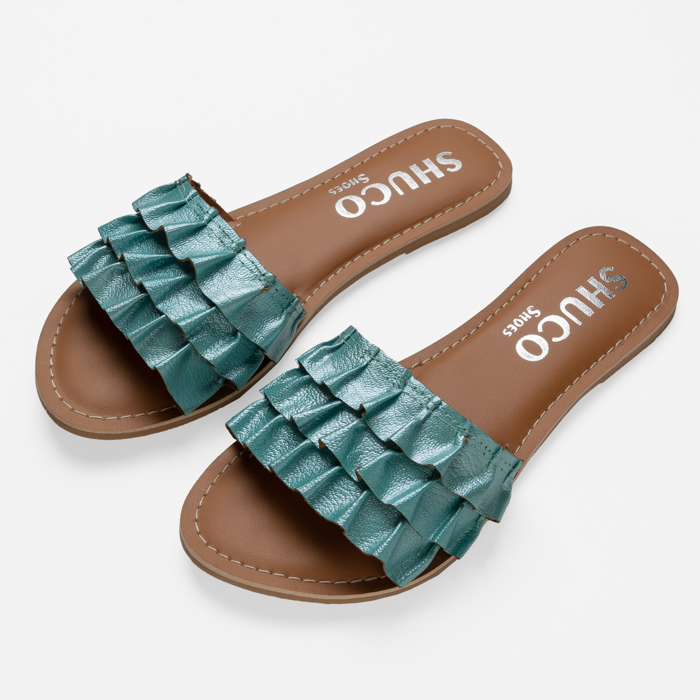 FLORA TURQUOISE FLAT SANDAL