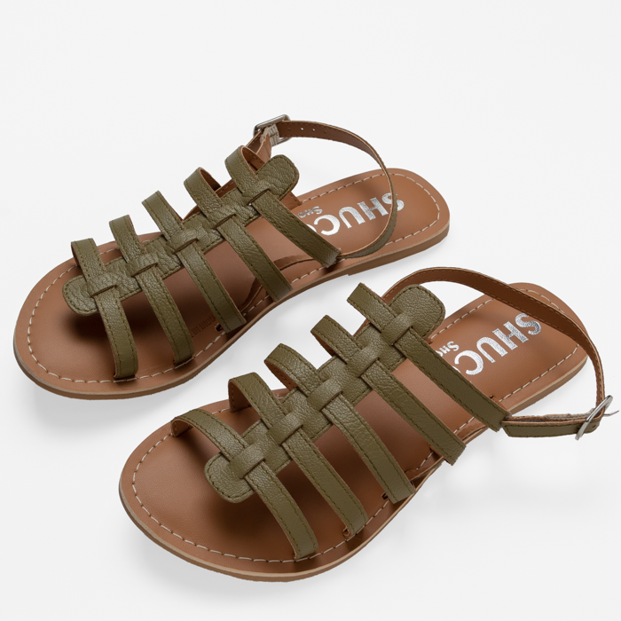 CARLY OLIVE FLAT SANDAL