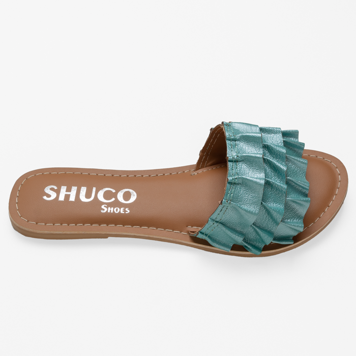 FLORA TURQUOISE FLAT SANDAL