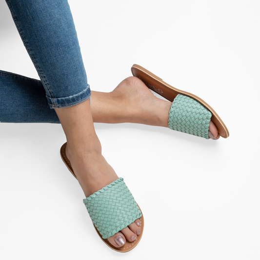 GRETA ARCTIC BLUE FLAT SANDAL