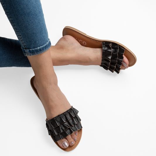 FLORA BLACK FLAT SANDAL