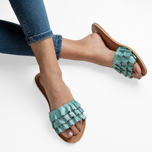 FLORA TURQUOISE FLAT SANDAL