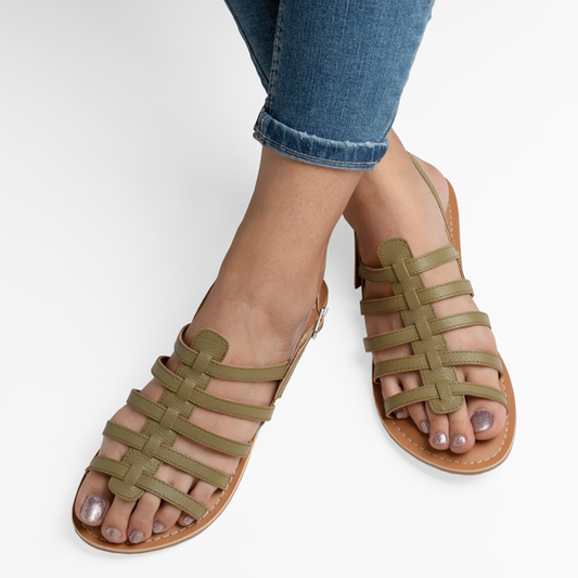 CARLY OLIVE FLAT SANDAL