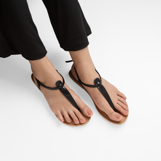 ALMA BLACK FLAT SANDAL