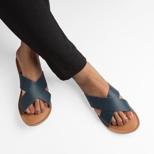 BRIA NAVY FLAT SANDAL