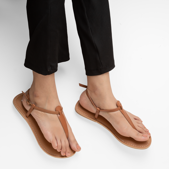 ALMA TAN FLAT SANDAL