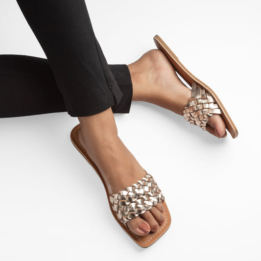 ZORA GOLD FLAT SANDAL