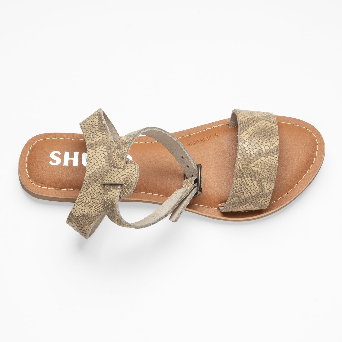 GLORY BEIGE PYTHON FLAT SANDAL