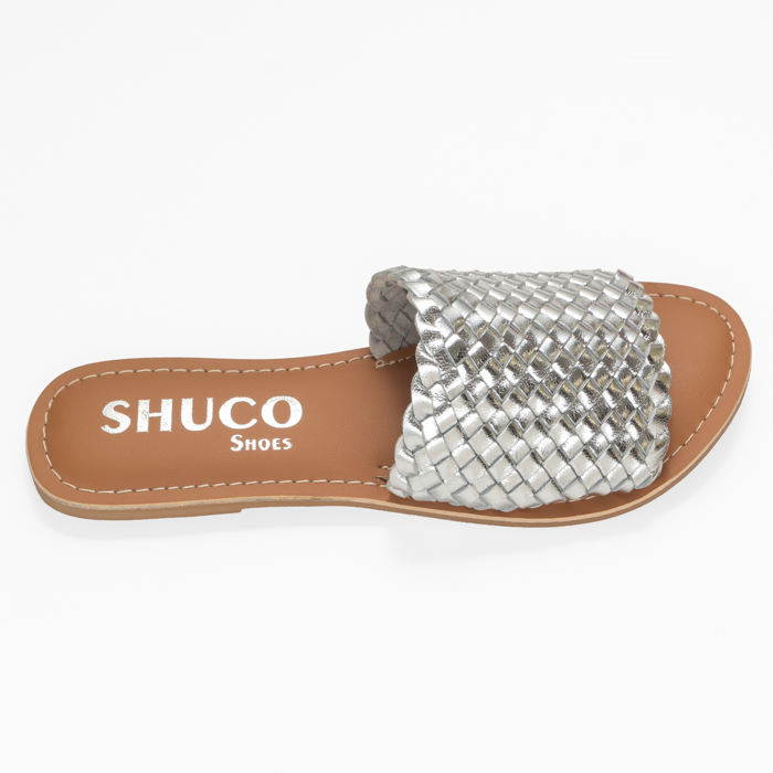 GRETA SILVER FLAT SANDAL