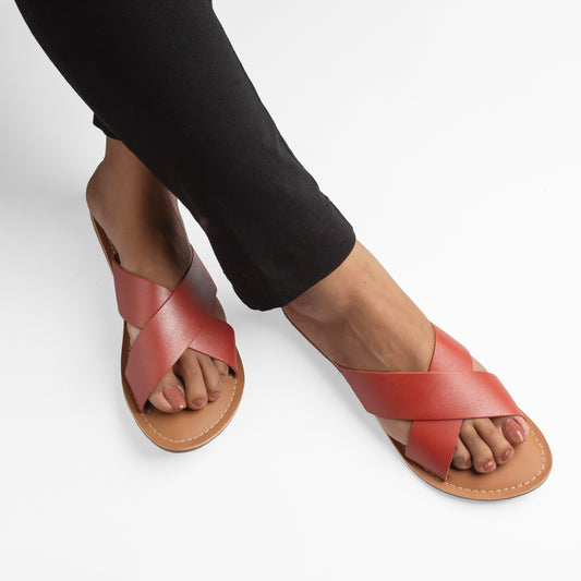 BRIA METALLIC ORANGE FLAT SANDAL