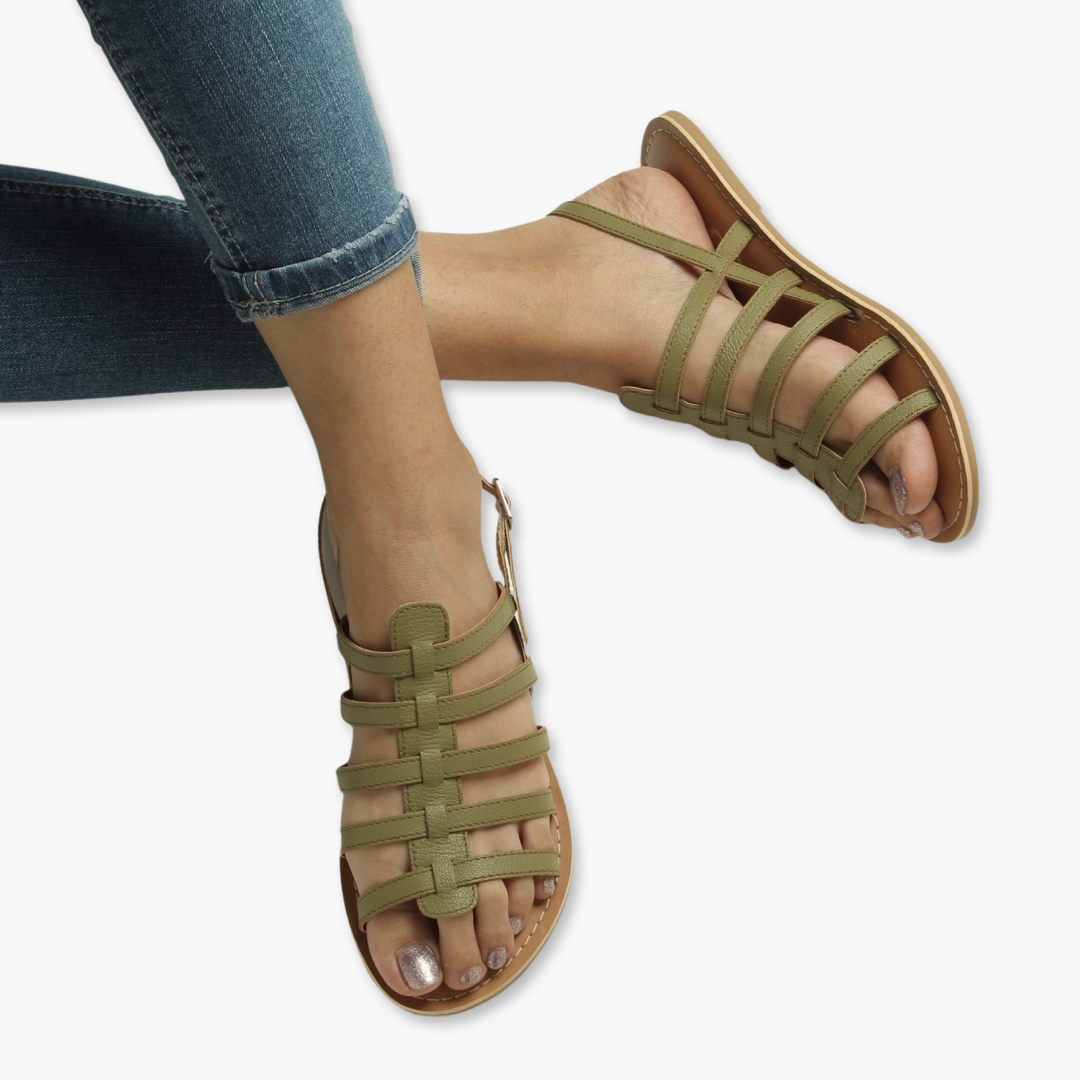 CARLY OLIVE FLAT SANDAL