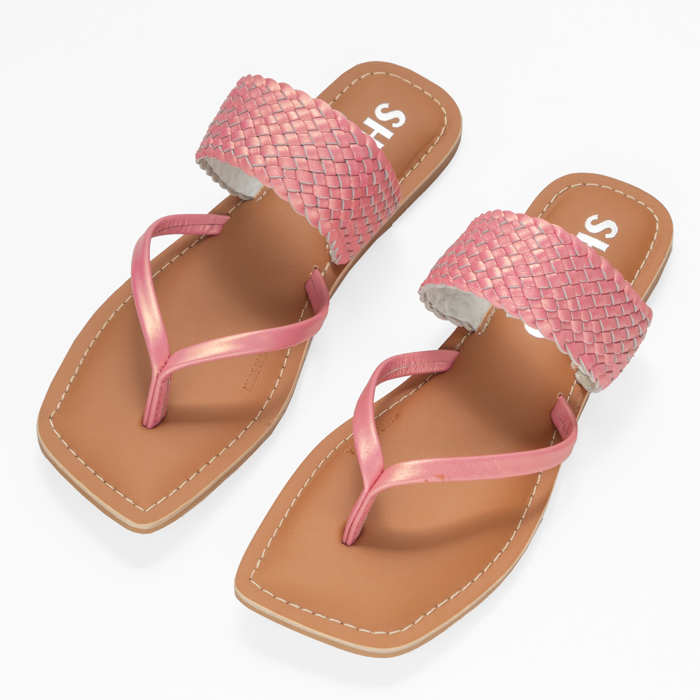 CAPRI PINK MET. FLAT SANDAL