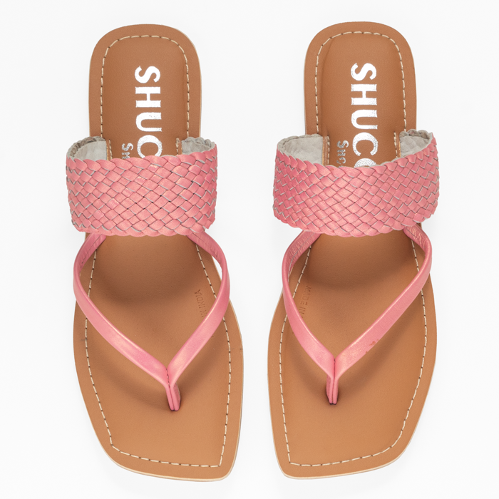 CAPRI PINK MET. FLAT SANDAL