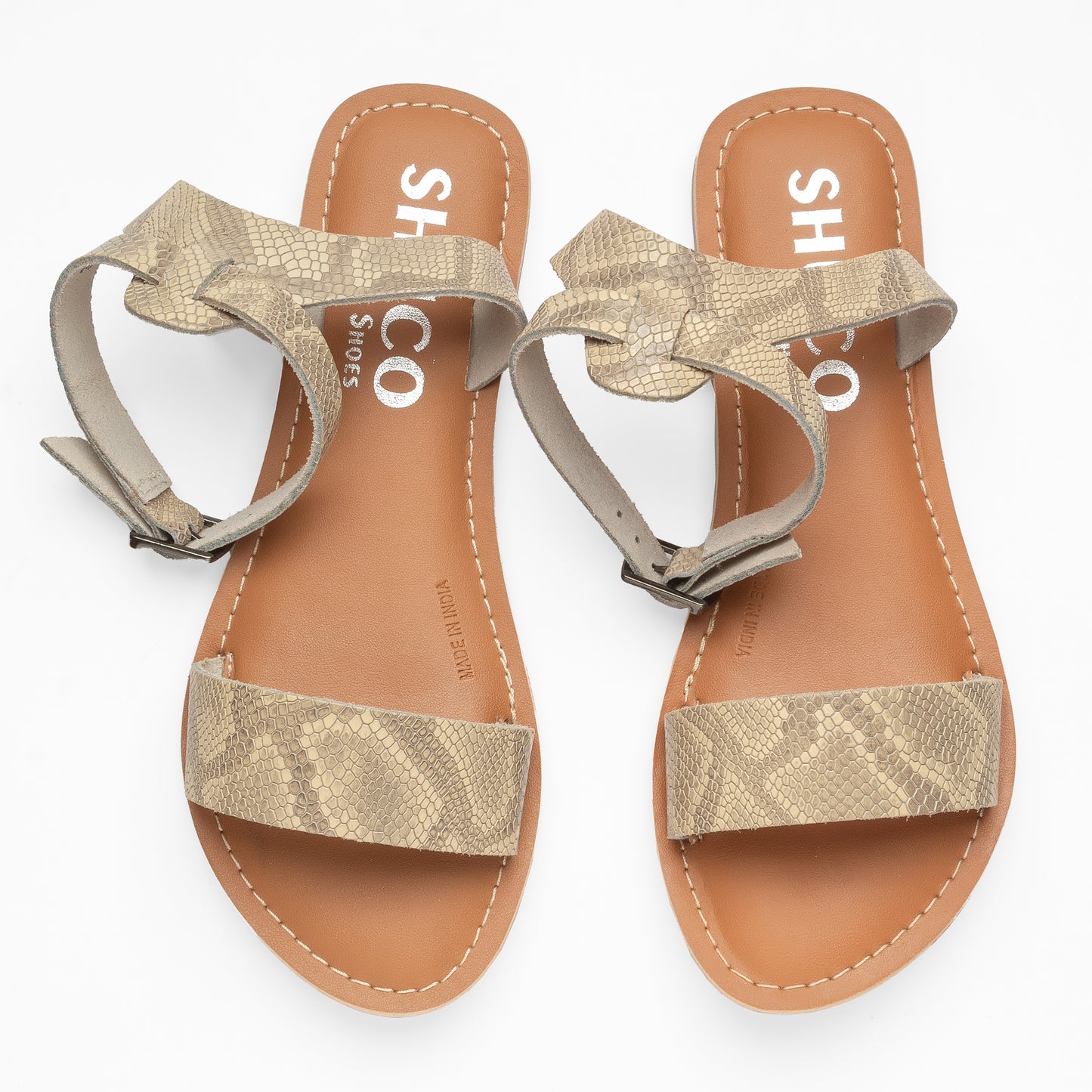 GLORY BEIGE PYTHON FLAT SANDAL